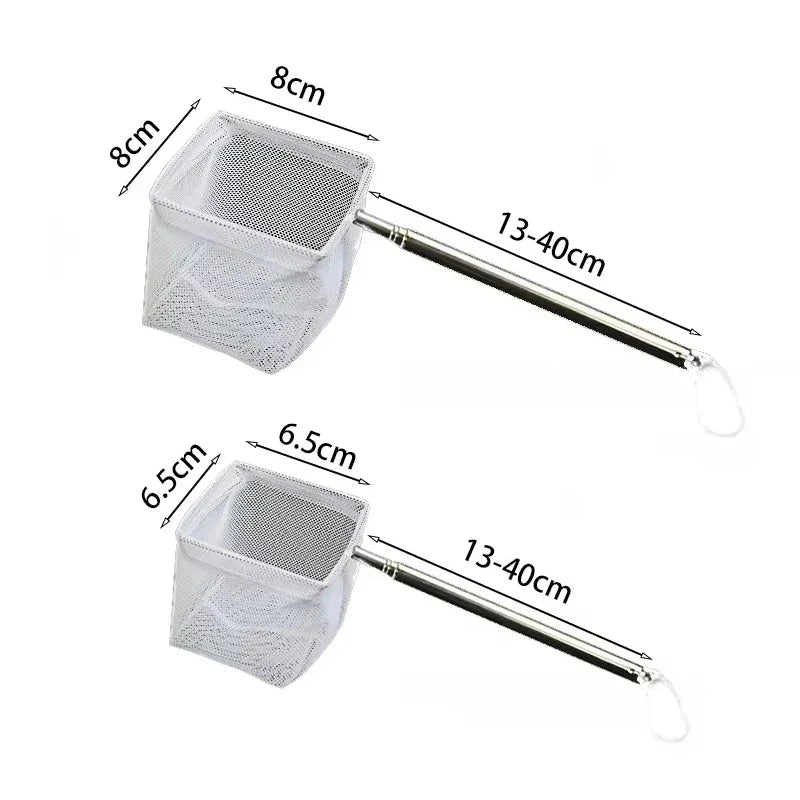 Aquarium Square Fish Net Extendable Handle & Suction Cup
