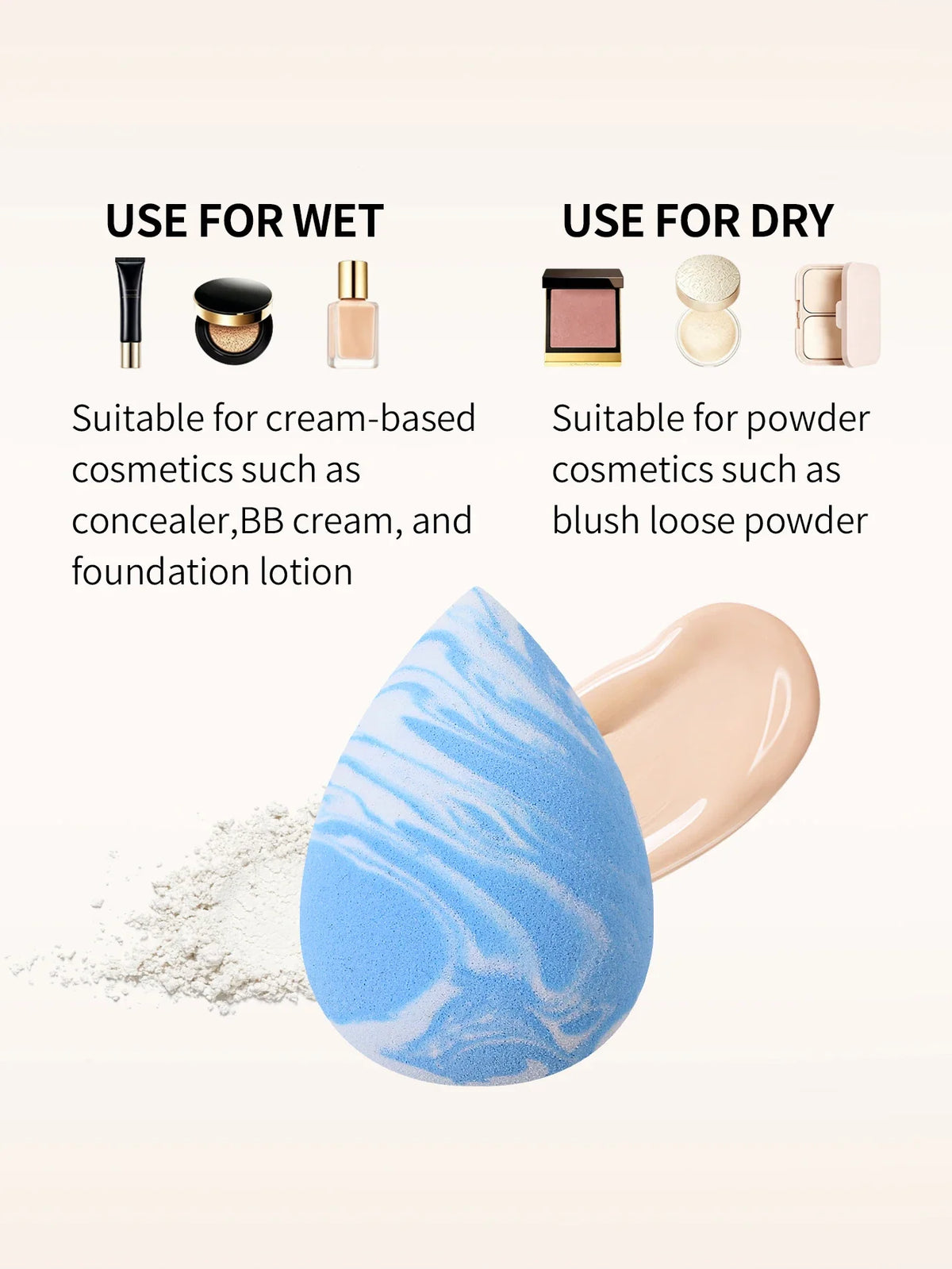 6-Piece Water-Drop Makeup Sponge Set – Wet & Dry Foundation Puffs