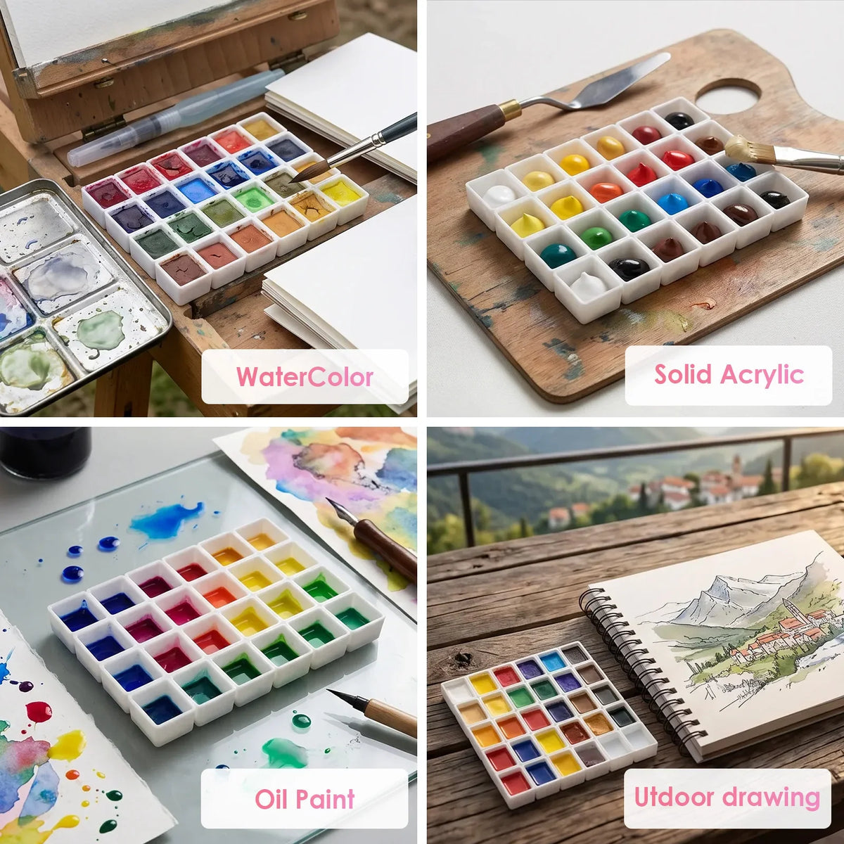 150 Empty Watercolor Half Pans with Magnetic Strips | DIY Palette
