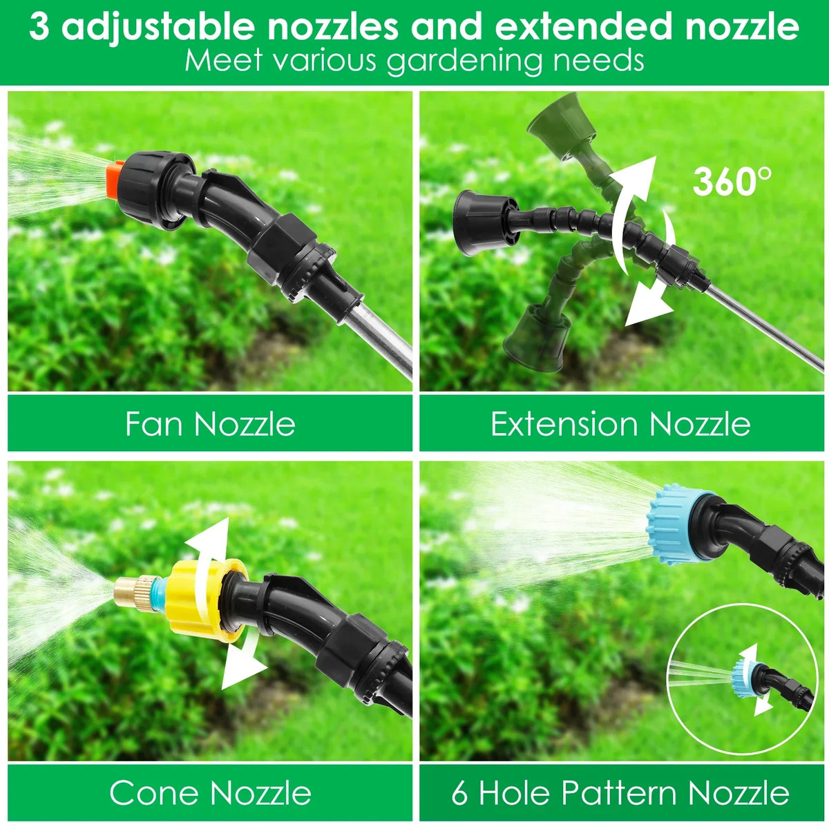 Retractable Electric Sprayer Wand – 4 Nozzles Telescopic