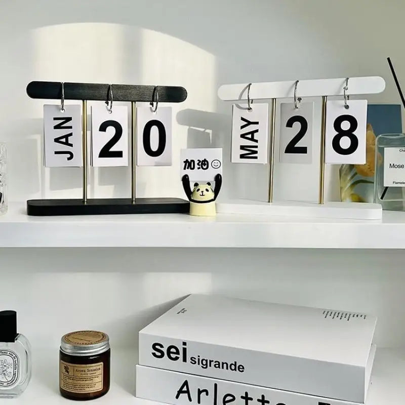 Flip Perpetual Desk Calendar – Minimalist ABS Desktop Ornament