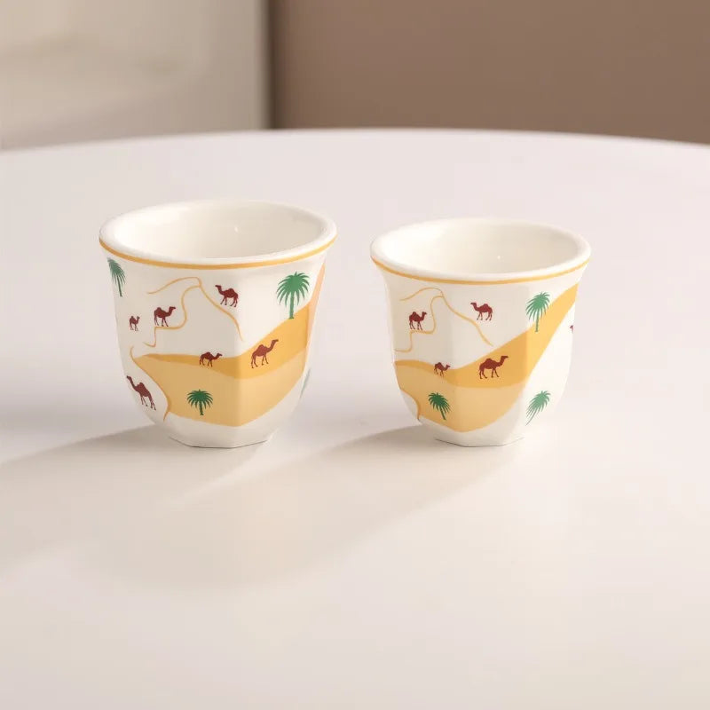 Middle Eastern Ceramic Espresso Cup – Desert Camel Retro Design