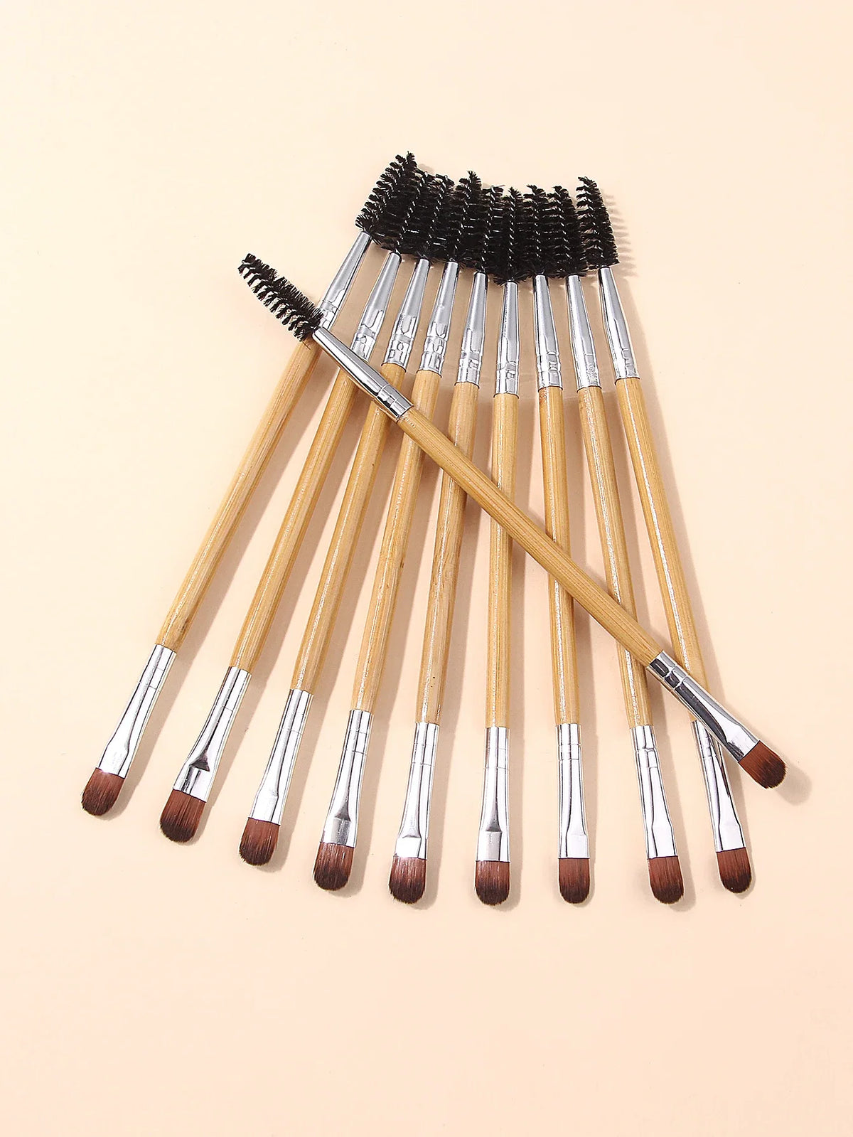 10Pcs Dual-Ended Eyeshadow & Spoolie Brow Brush Set