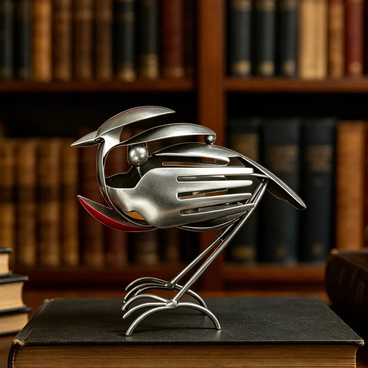 Metal Rustic Robin Bird Statue | Outdoor Garden Yard Sculpture