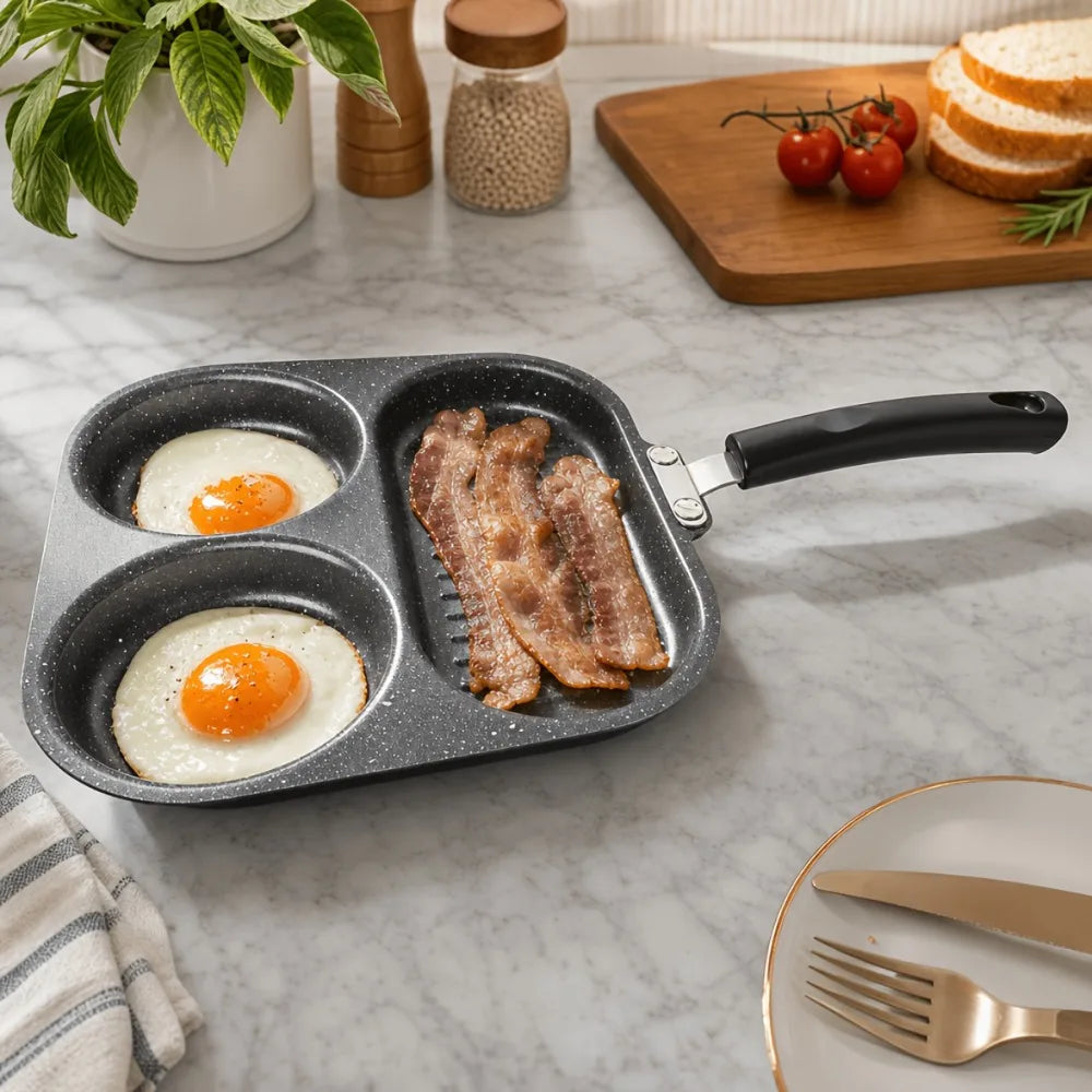 3-in-1 Non-Stick Divided Breakfast Skillet – Egg & Bacon Pan