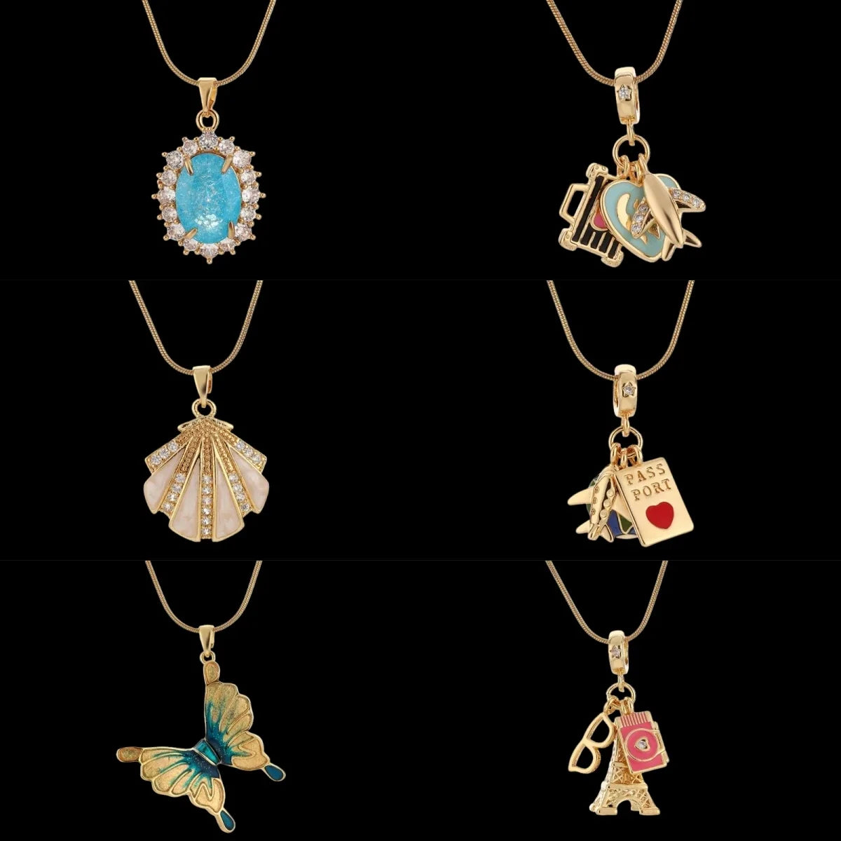 Women's Gold Minimalist Clavicle Pendant Necklace | Zirconia