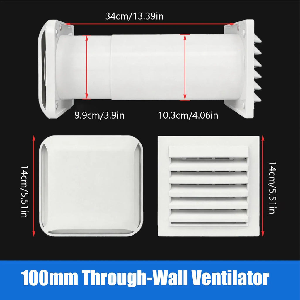 Adjustable Wall Vent Kit – Exhaust & Intake with Rainproof Louvers
