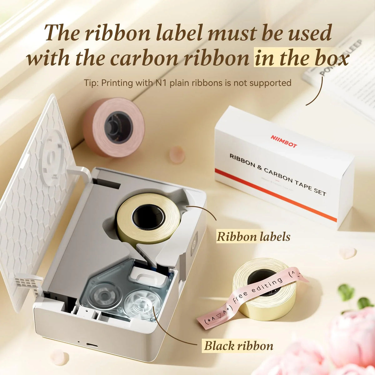 NIIMBOT Satin Ribbon Labels & Carbon Ribbon for N1 Printer