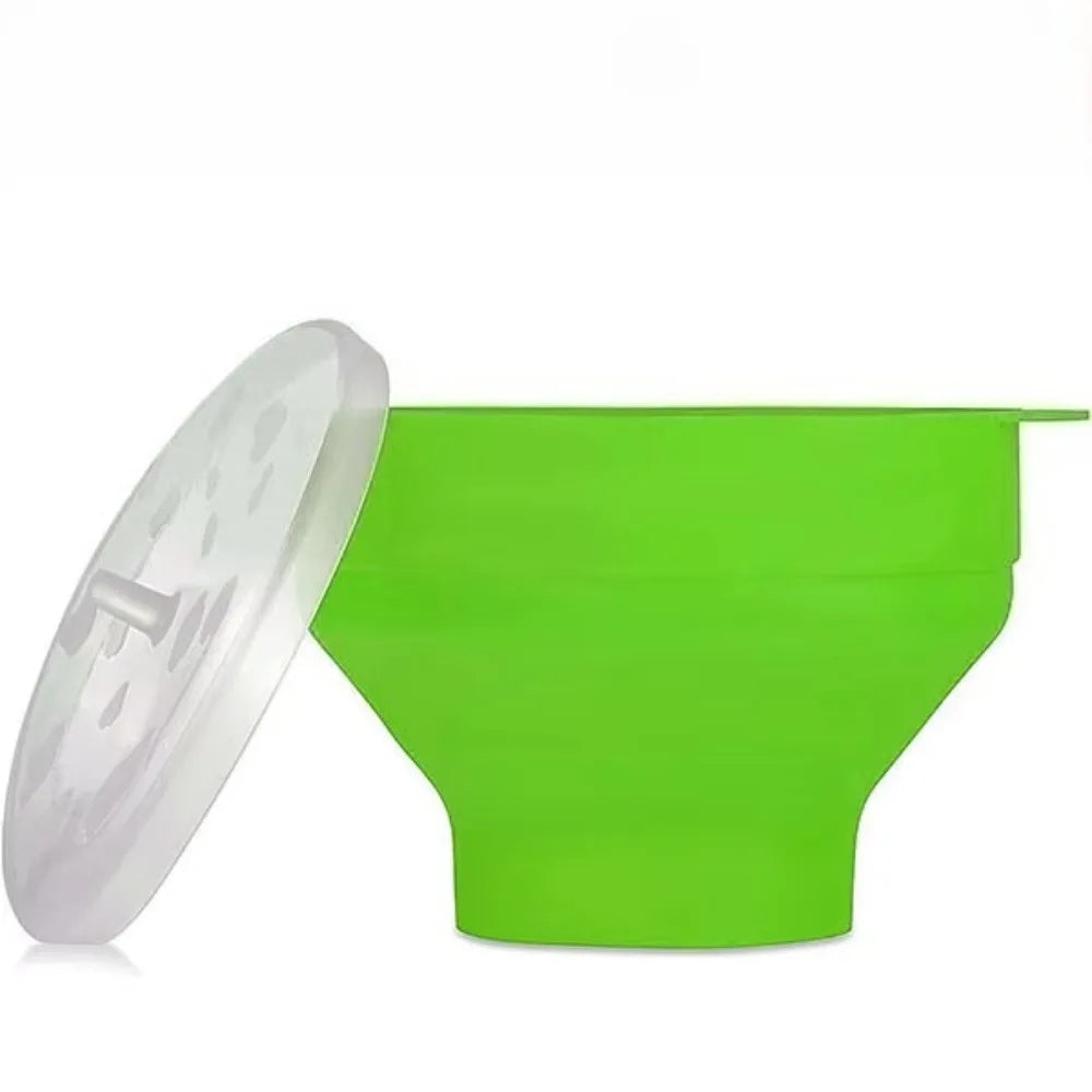 Silicone Microwave Popcorn Maker Collapsible Bowl with Lid
