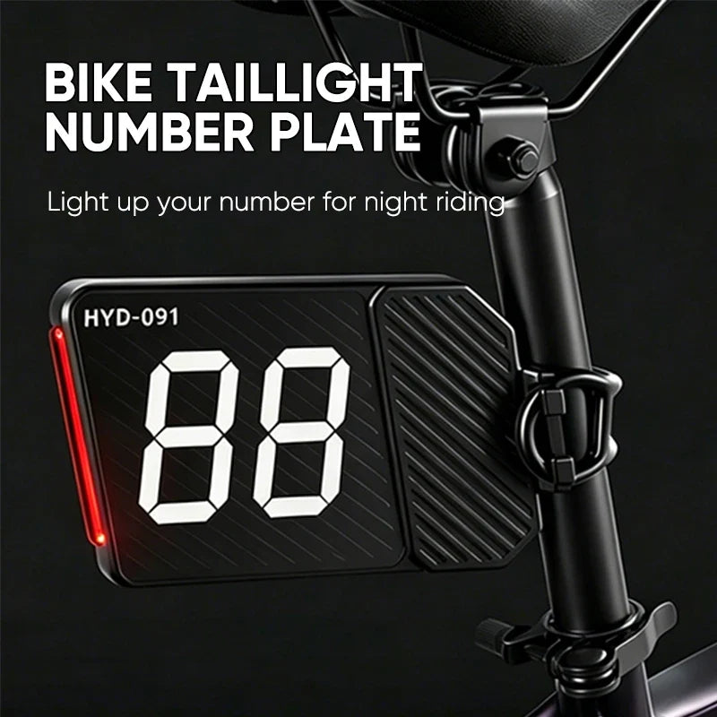 Bike Tail Light Number Plate USB-C Rechargeable Rear Lamp