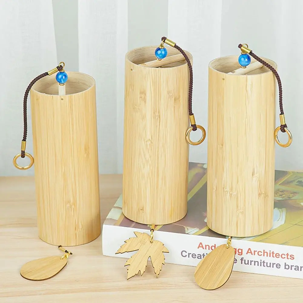 Natural Bamboo Wind Chimes – Maple Leaf Pendant Home Décor