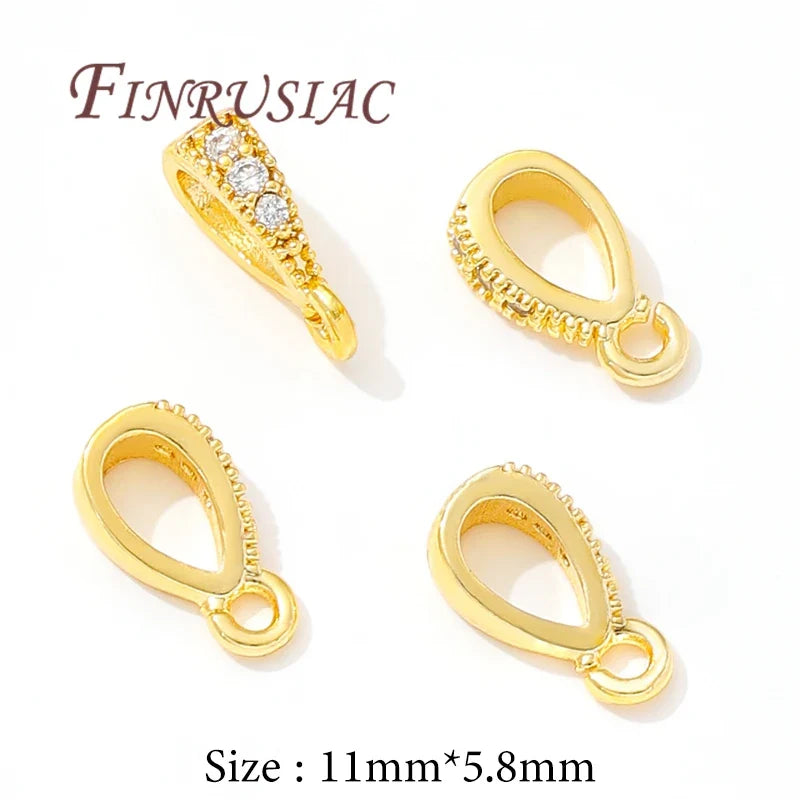 14K Gold Plated Brass Pendant Bails Open Ring DIY Jewelry Findings