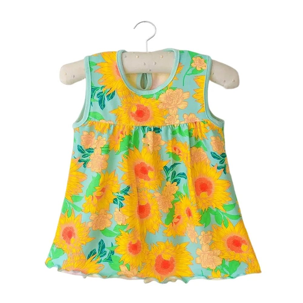 Pure Cotton Baby Girl Dress – Cartoon Print Summer Princess