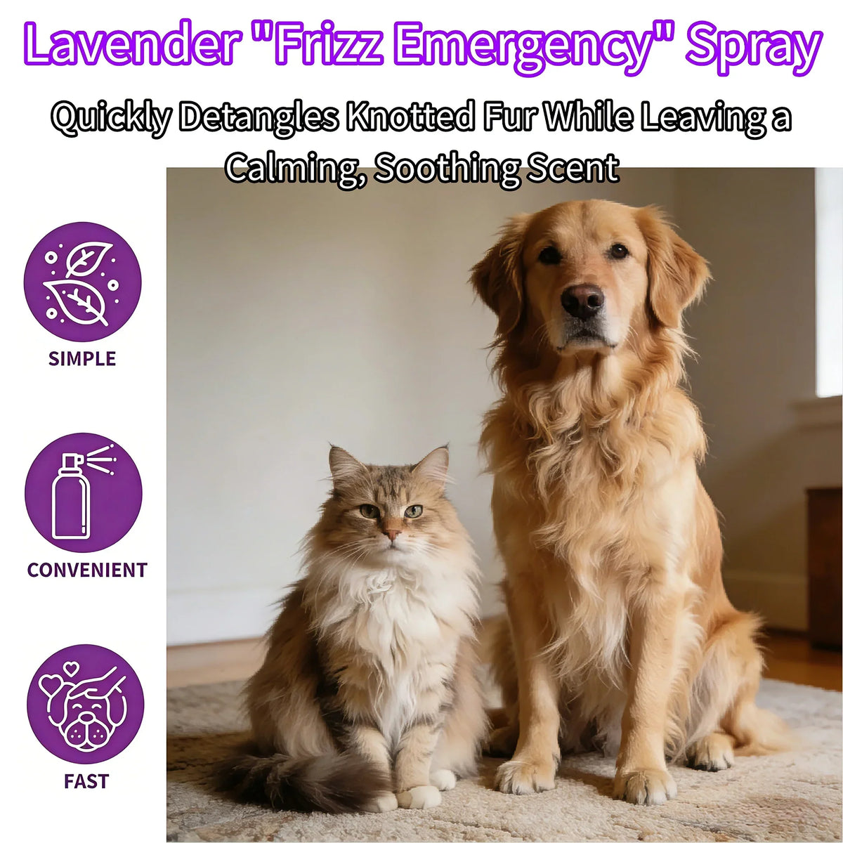 Pet No-Rinse Detangling Spray for Cats & Dogs – 100ml