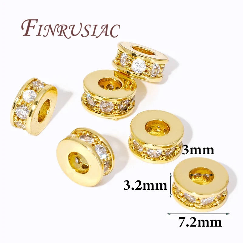 18K Gold Plated Zircon Round Spacer Beads | DIY Jewelry Making