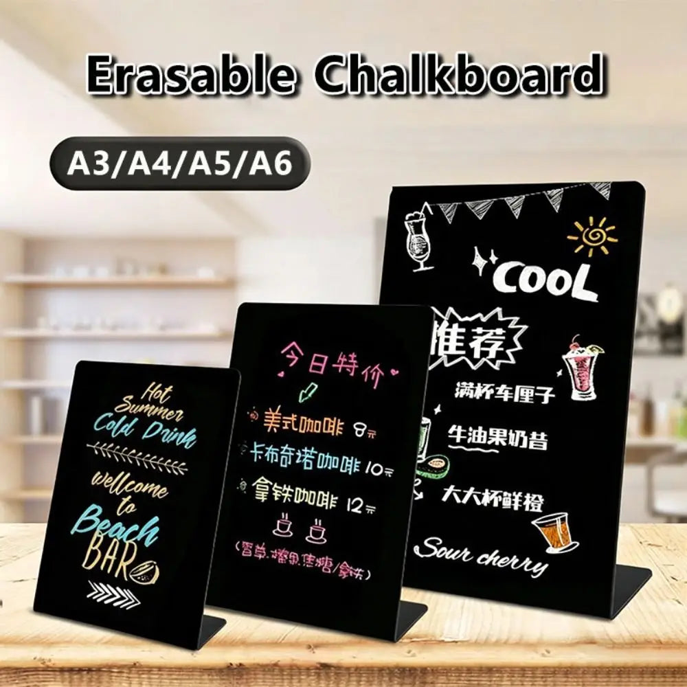 Acrylic Freestanding Chalkboard A3–A6 Reusable Tabletop Sign