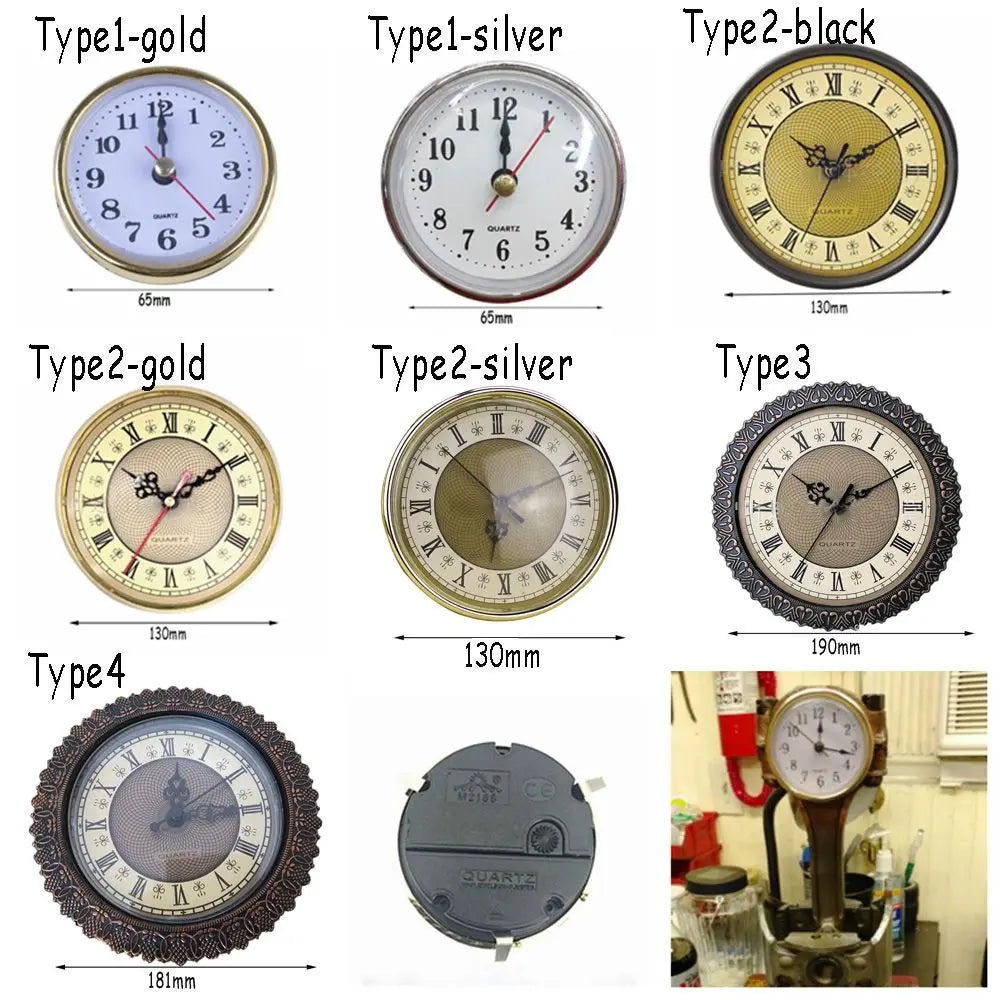 Roman Numeral Quartz Clock Insert – Gold Trim DIY Movement