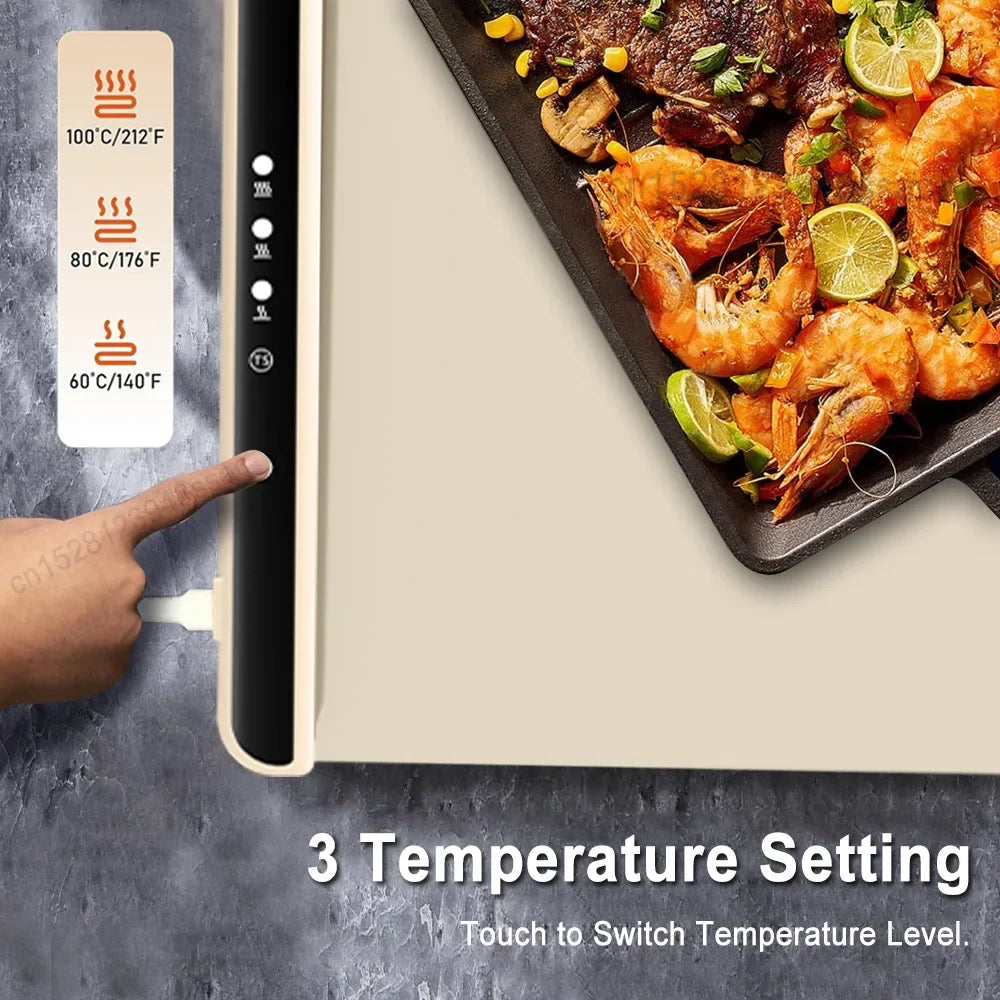 Raugee Foldable Electric Warming Tray | 3-Level Silicone Food Warmer