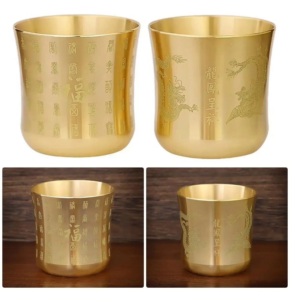 Brass Baifu Cup Cornucopia Desktop Ornament – 6cm Polished
