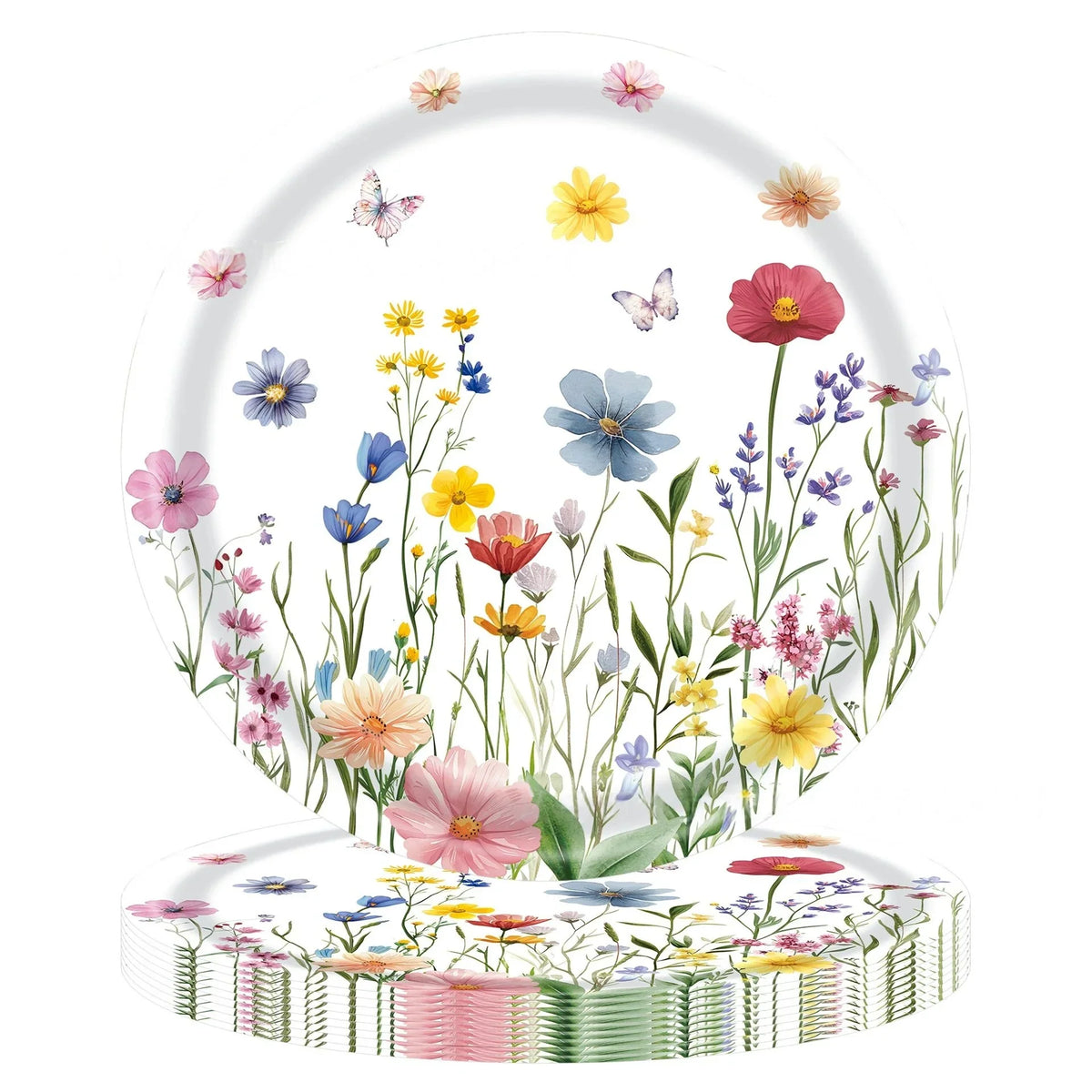 Wildflower Disposable Party Tableware – Plates, Cups & Napkins Set