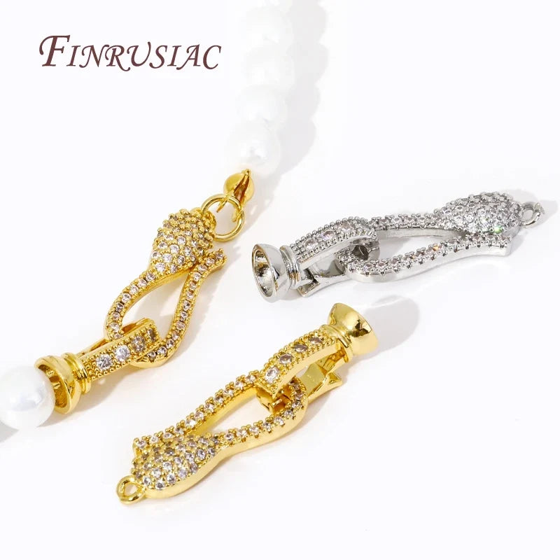 18K Gold Plated Zircon Connector Lock Clasp | DIY Jewelry