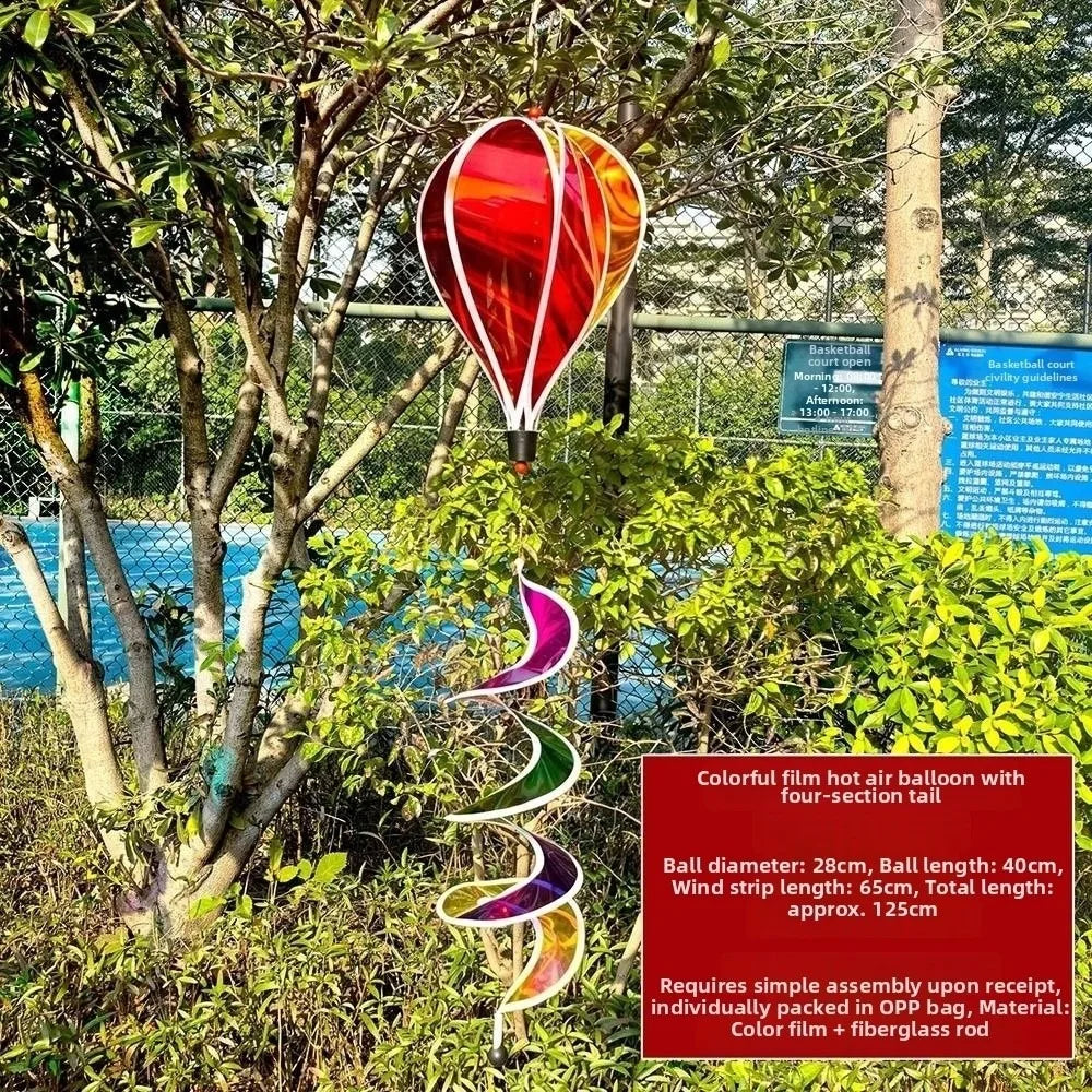 Rainbow Hot Air Balloon Wind Spinner 40cm – Kinetic Garden Decor
