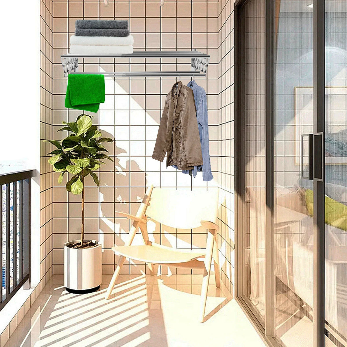 Wall-Mounted Collapsible Stainless Steel Laundry Drying Rack
