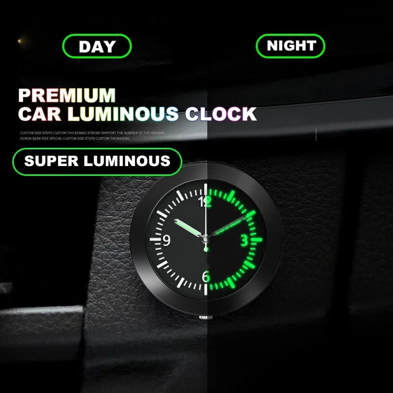 Mini Luminous Quartz Car Dashboard Clock – Stick-On Design