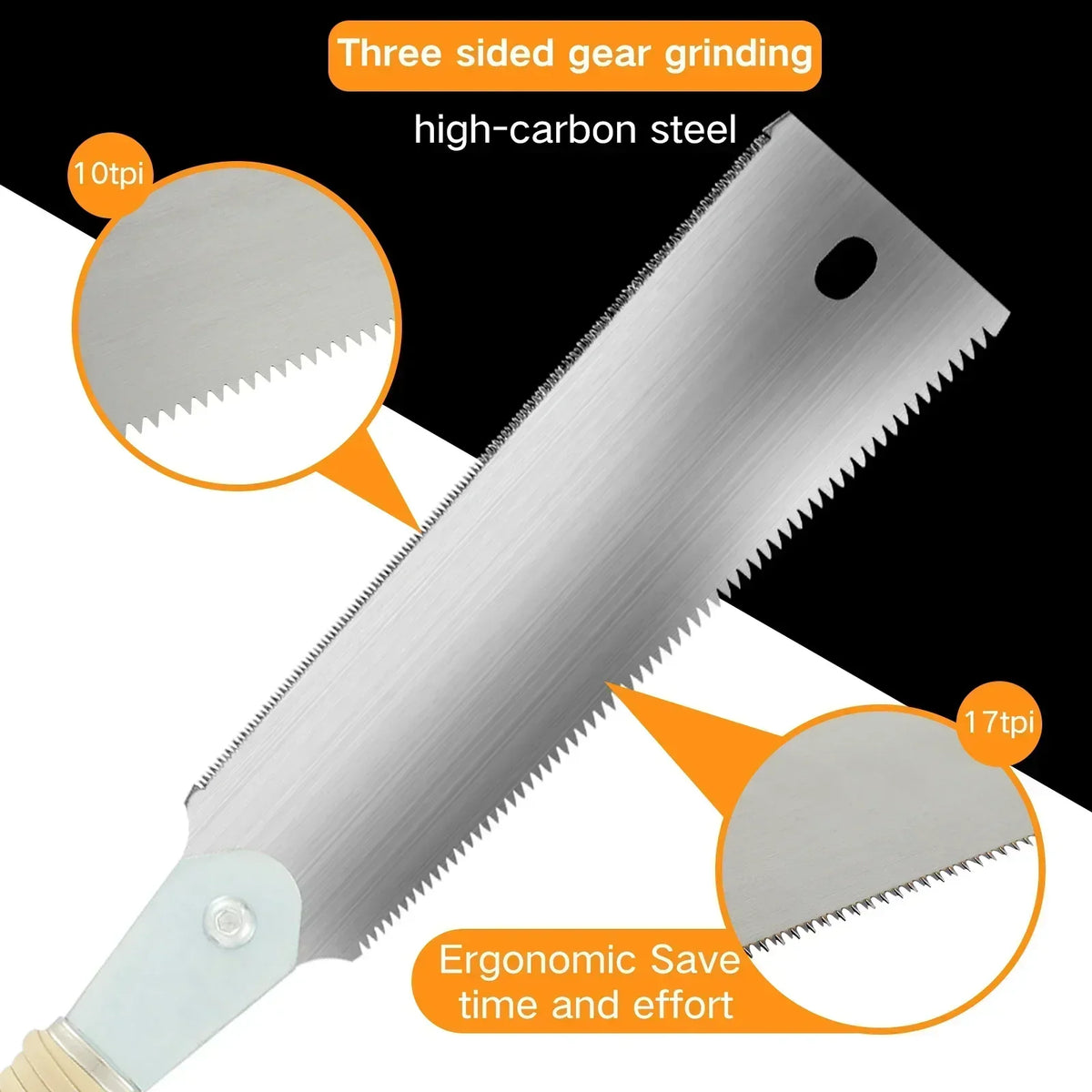 Japanese Pull Saw 9.3" SK5 Double Edge 10/17 TPI Woodworking Saw