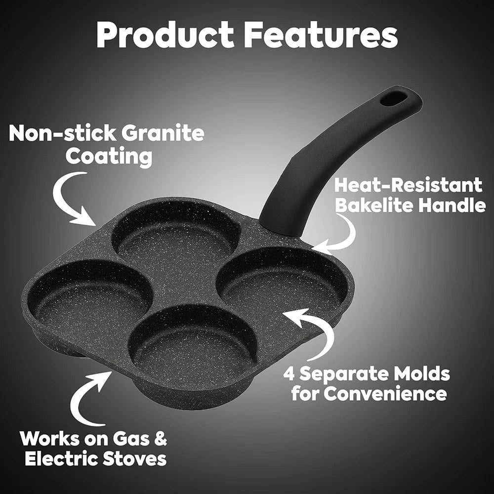 Nonstick 4-Cup Egg Pan Cast Iron Gas & Induction Compatible