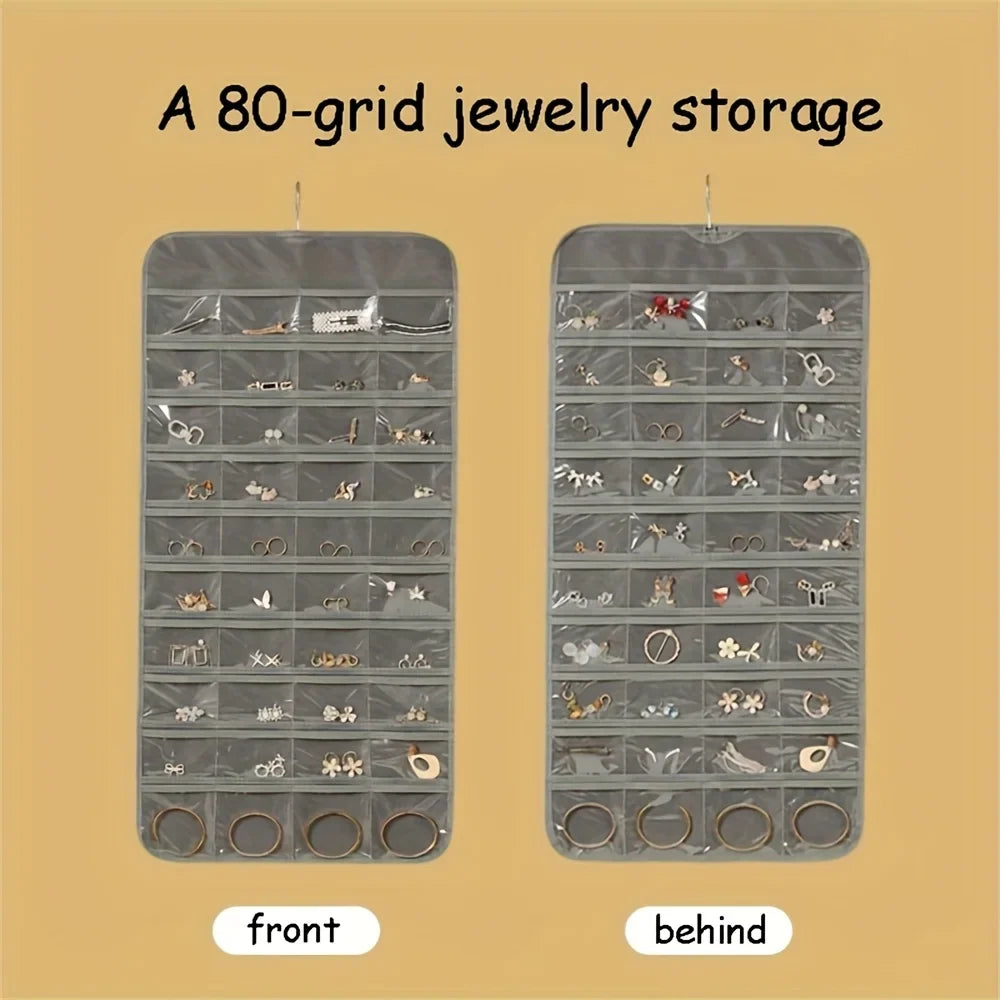 Double-Sided Hanging Jewelry Organizer Bag | Foldable Storage