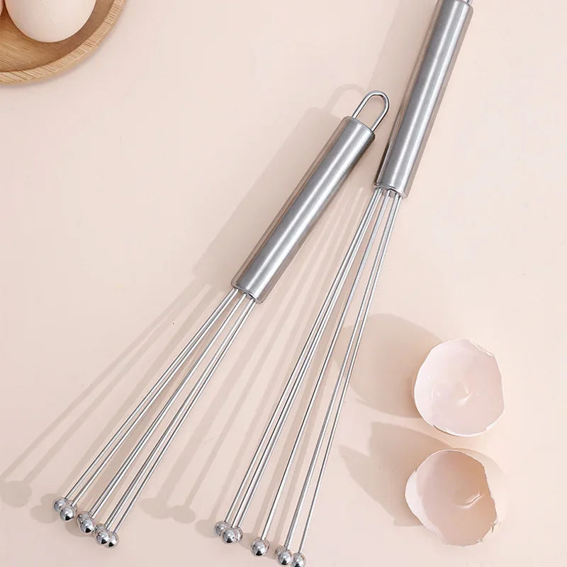 Stainless Steel Ball Whisk Set 10" & 12" – Manual Egg Beater