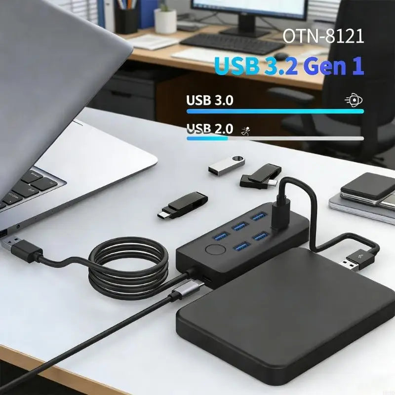 USB 3.0 Hub 7-Port Docking Station | Screen Lock & RJ45