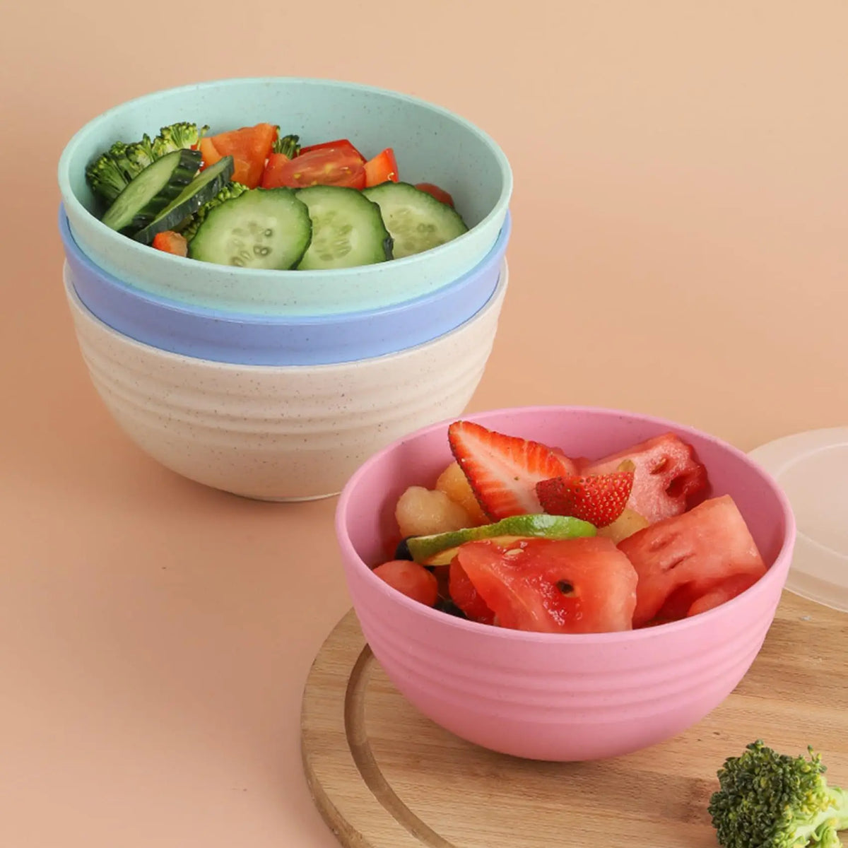 4-Piece Plastic Grain Bowl Set 24oz – Microwave & Dishwasher Safe