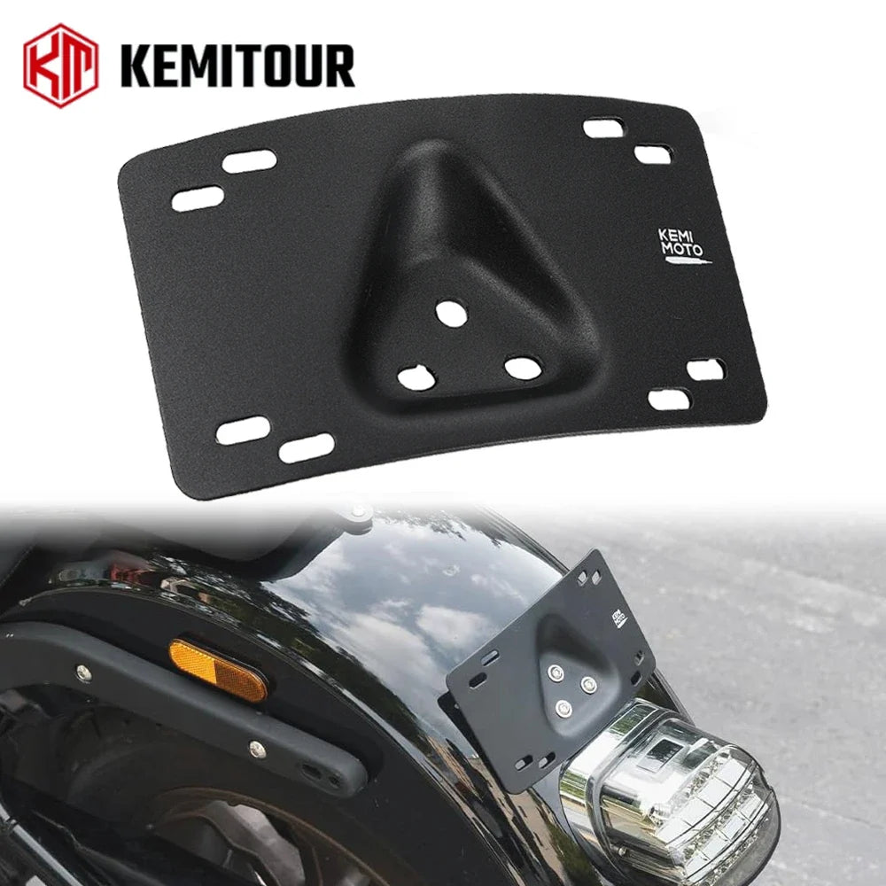 Motorcycle Curved Laydown License Plate Bracket | Softail Dyna