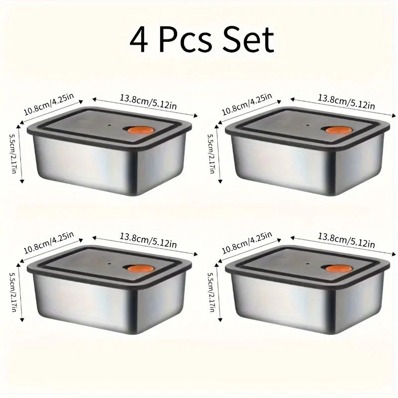 4-Piece Leakproof Stainless Steel Food Storage Container Set