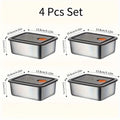 4-Piece Leakproof Stainless Steel Food Storage Container Set