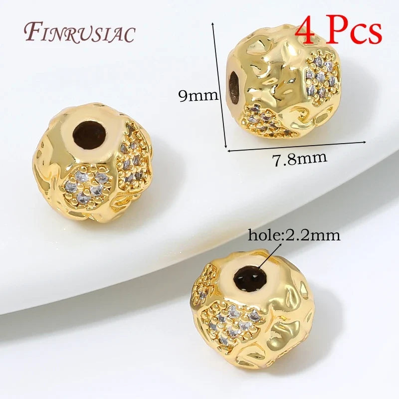 18K Gold Plated Zircon Spacer Beads – Brass DIY Jewelry Findings