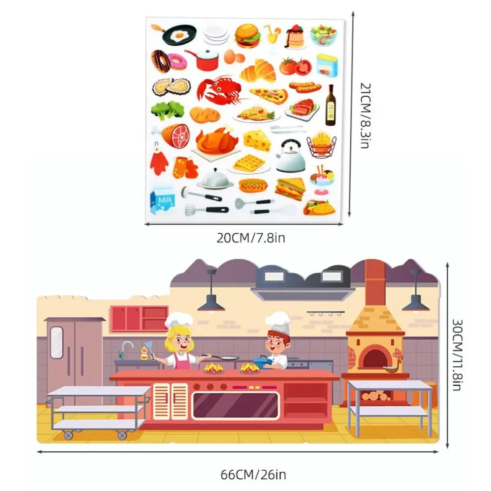 Reusable Jelly Sticker Quiet Book – Animal & Vehicle Puzzle