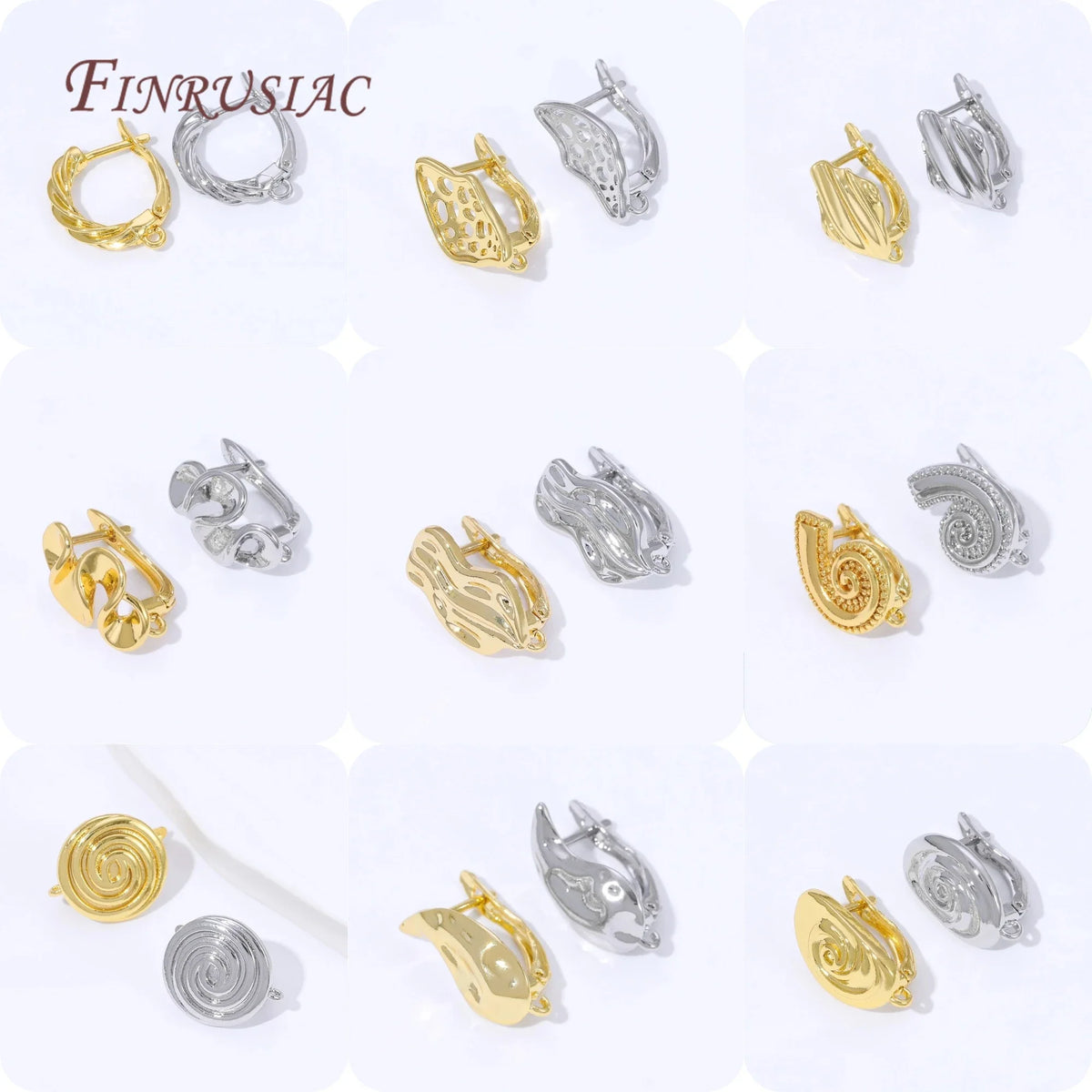 Fan Twist Wave Leverback Earring Hooks 18K Gold Plated DIY