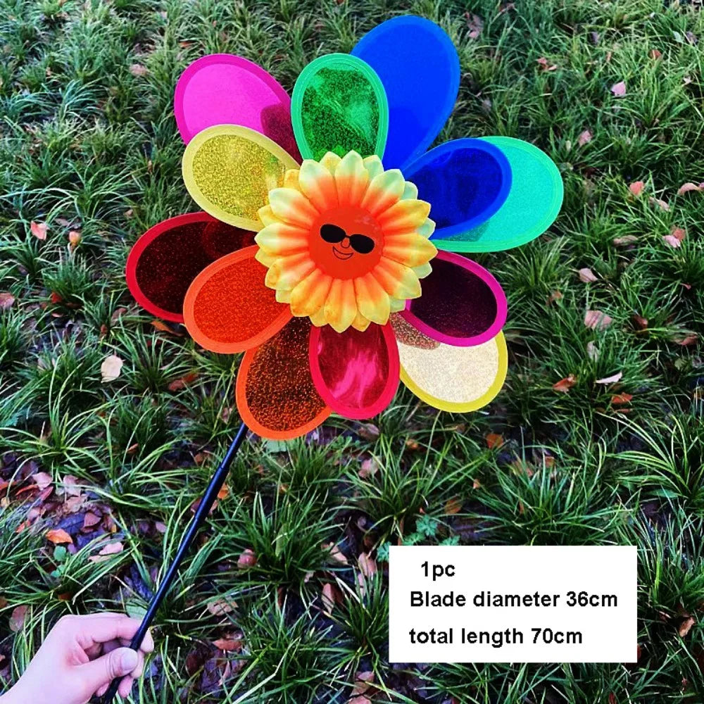 Sunflower Windmill Garden Pinwheel – Colorful Lawn Wind Spinner