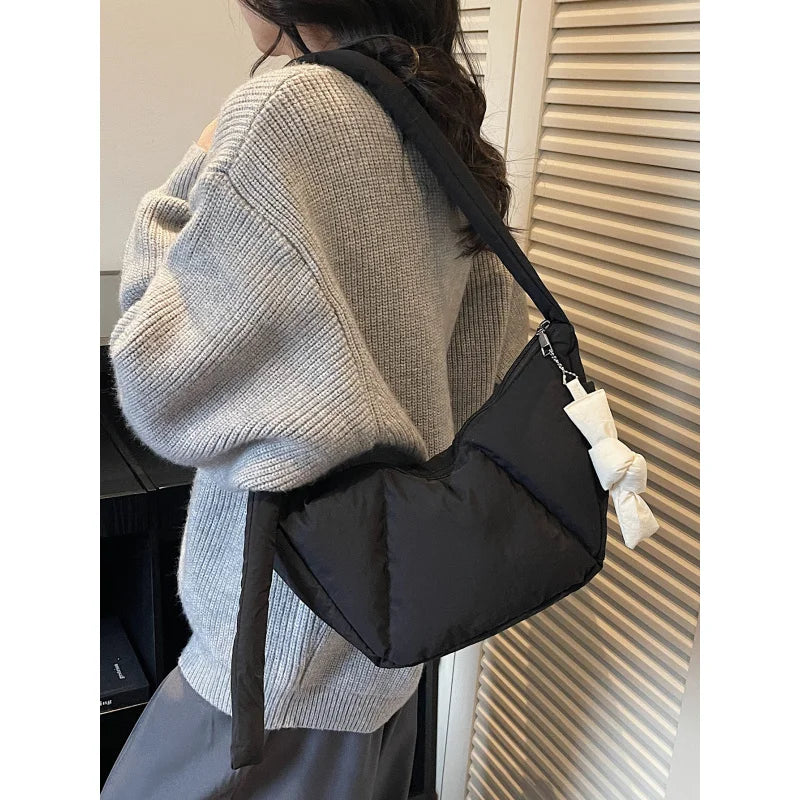 Women's Large Capacity Cotton Puffer Crossbody Dumpling Bag