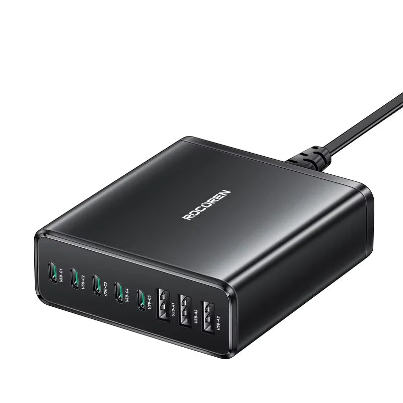 Rocoren 185W 8-in-1 USB-C Multi-Port Desktop Fast Charger