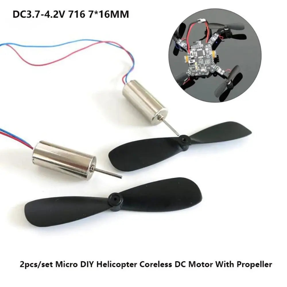 716 Coreless DC Motor with Propeller 3.7–4.2V | 2-Pack