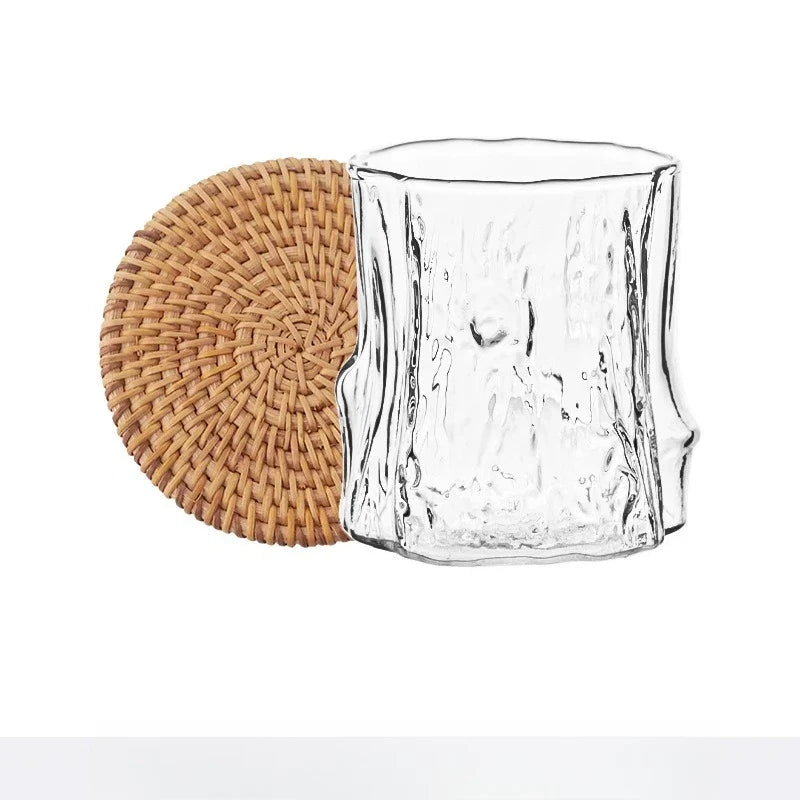 Vintage Bark Glass Coffee Cup 300ml | Borosilicate Latte Cup
