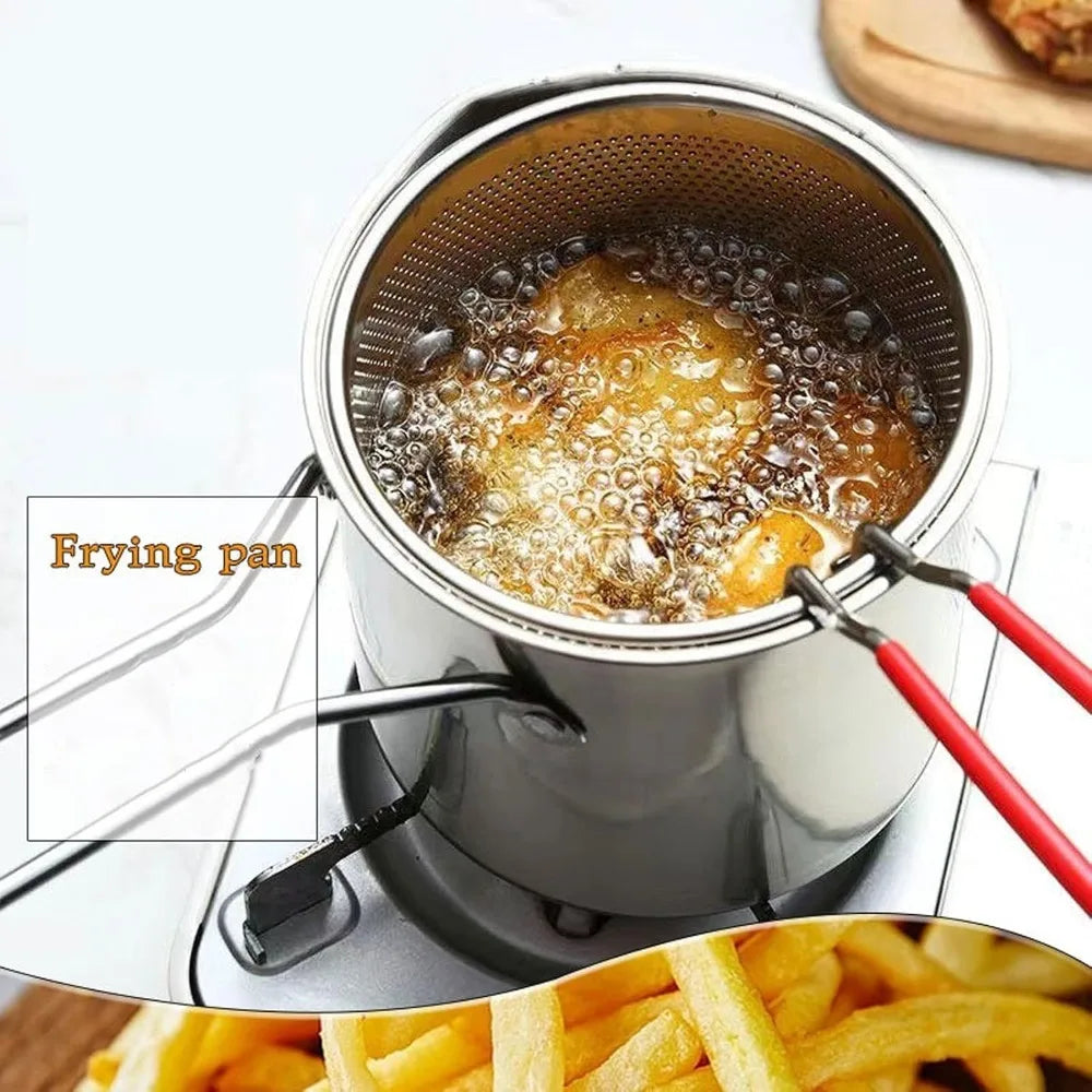 Mini Deep Fryer Pot with Basket – 304 Stainless Steel