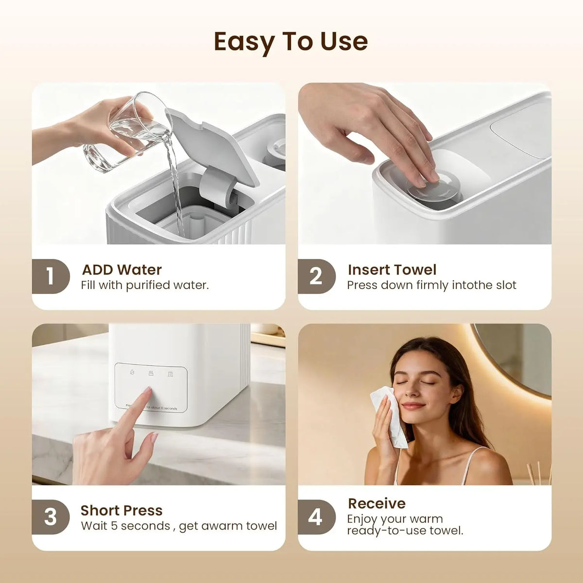 Smart Portable Compressed Towel Warmer – Auto Expanding Electric