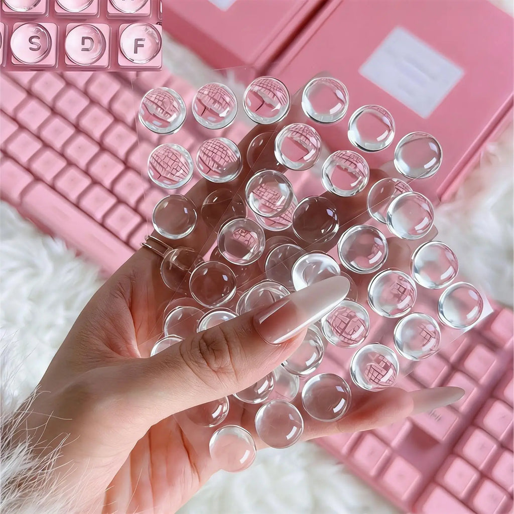 32pc Raised Clear Keyboard Stickers for Long Nails | Transparent