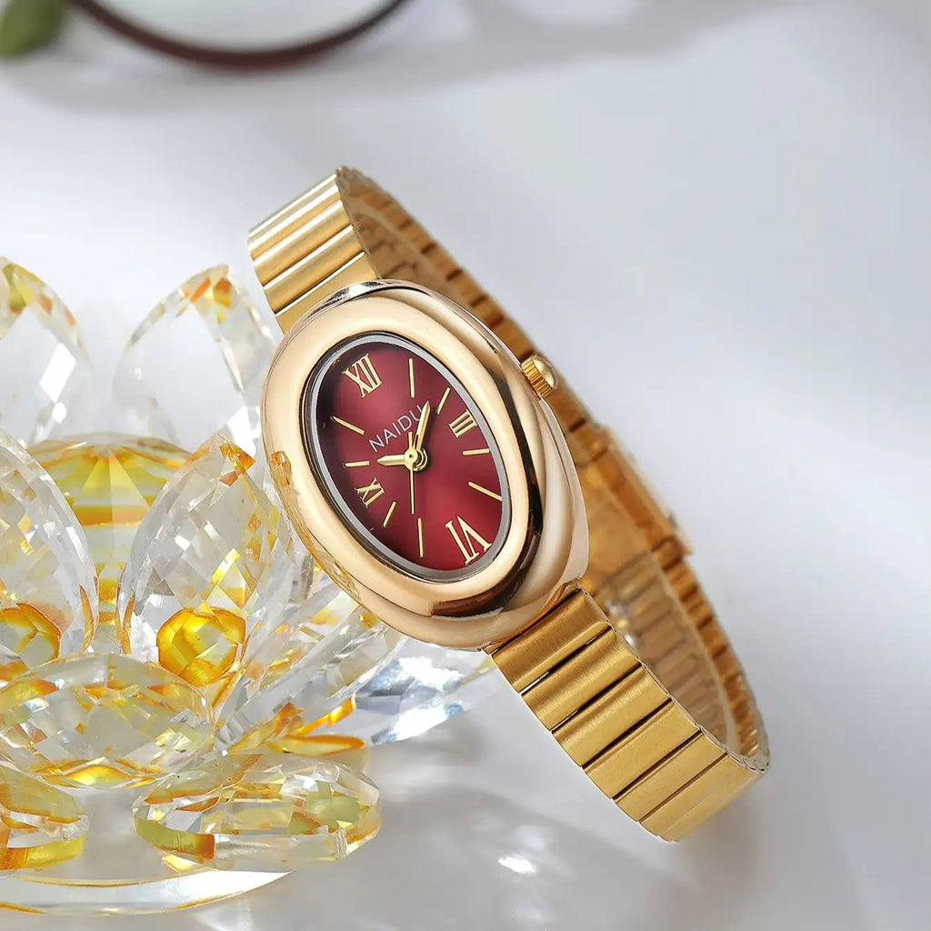 Naidu Oval Quartz Watch – Light Luxury Roman Numeral Style