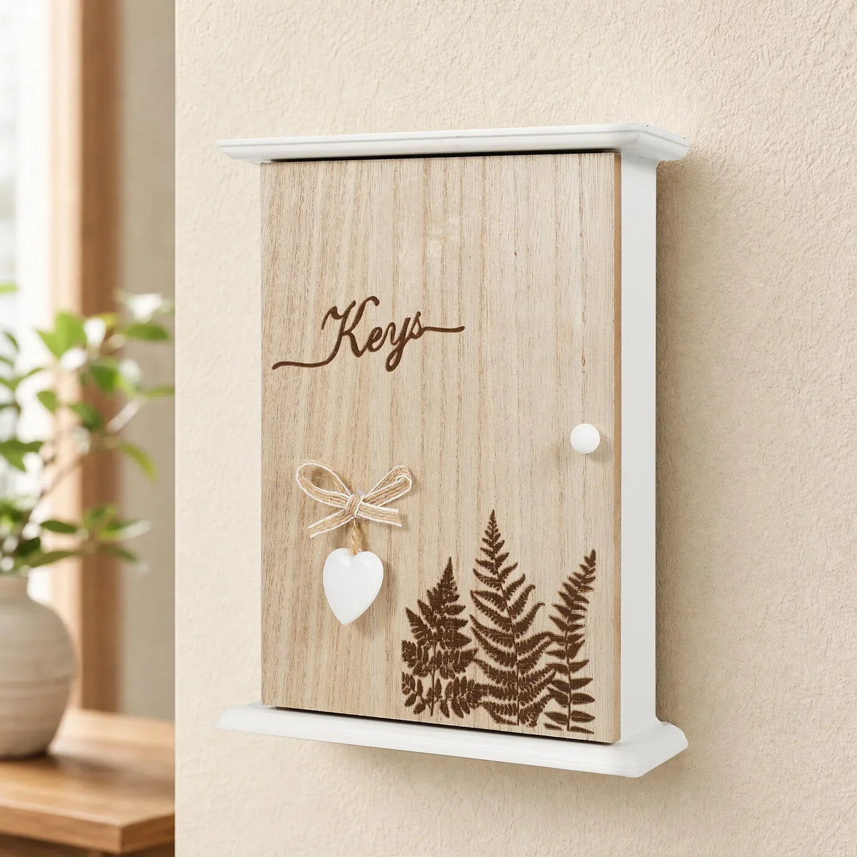 Vintage Wood Wall Key Holder with 5 Hooks | Home Entryway